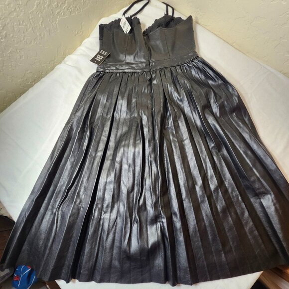 Express Faux Leather Pleated MidiDress - Picture 3 of 6